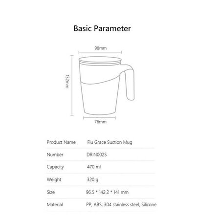 Xiaomi Fiu Grace Suction Mug Specifications