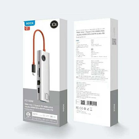Rock TR30 10 in 1 Type-C Hub Docking Station Box Packaging