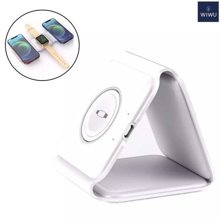 WiWU Power Air 3 in 1 Magnets 15W Wireless Charger for iWatch iPhone AirPods