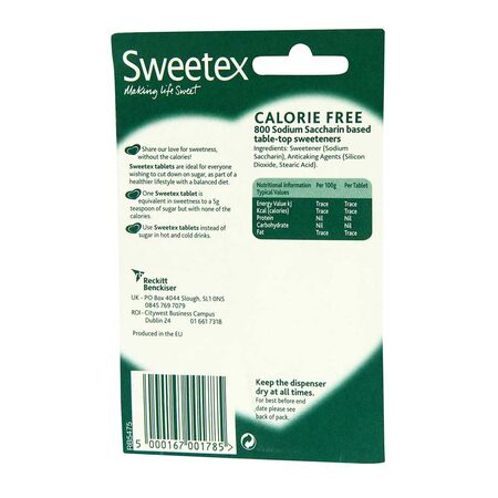 Sweetex Calorie Free Sweeteners 800 Tablets