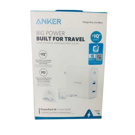Anker Power Port III 2 Port Wall Charger 60W Box packageing Anker Power Port III 2 Port Wall Charger 60W Box packageing