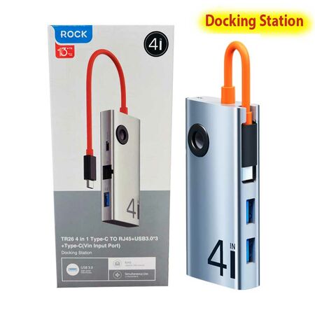 Rock TR26 4 in 1 USB-C to RJ45 Multifunctional Docking Station