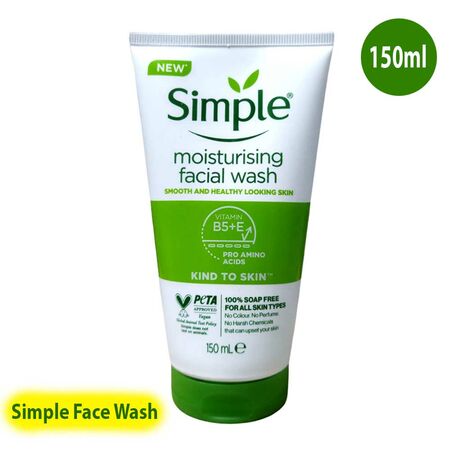 Simple Kind to Skin Moisturising Smooth & Healthy Facial Wash 150ml