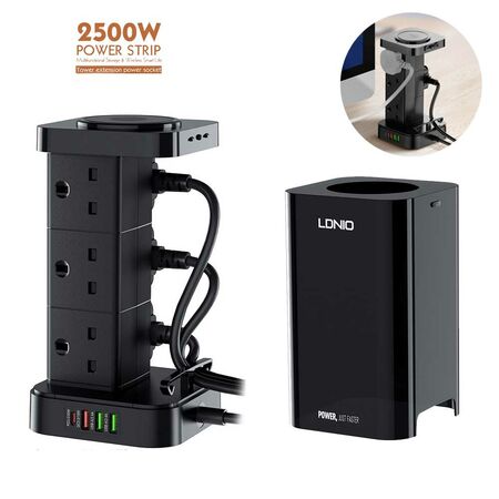 LDNIO SKW6457 USB 6 Outlet Extension Power Socket with 15W Wireless Charger