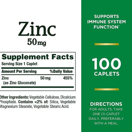 Nature’s Bounty Zinc 50mg 100 Caplets