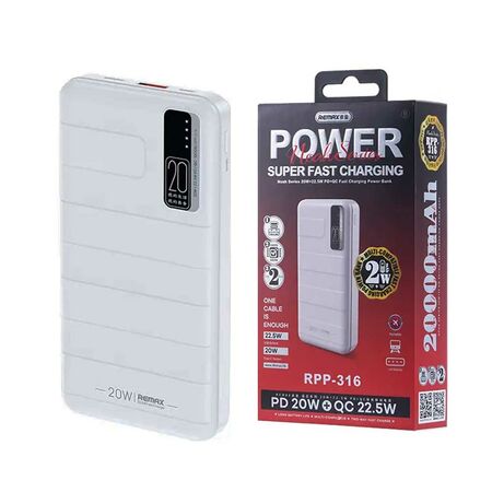 Remax RPP-316 PD+QC Fast Charging Power Bank 20000mAh