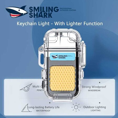 Smiling Shark LED Keychain Rechargeable Flashlights with Lighter Function