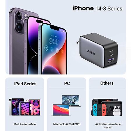 Ugreen Nexode 3 Ports USB C PD Fast Charger 65W Ugreen Nexode 3 Ports USB C PD Fast Charger 65W
