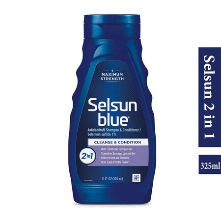 Selsun Blue Maximum Strength 2 in 1 Antidandruff Shampoo & Conditioner 325ml