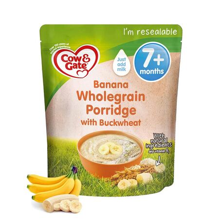 Cow & Gate Banana Wholegrain Porridge with Buckwheat Baby Cereal 200g