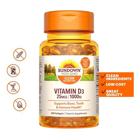 Sundown Naturals Vitamin D3 200 Softgels