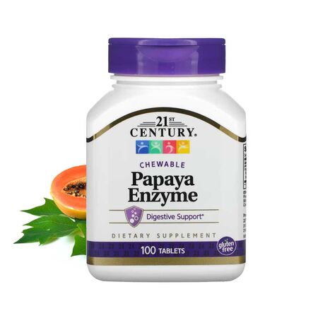 21st Century Papaya Enzyme Chewable Tablets 100Ct