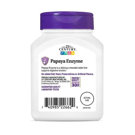 21st Century Papaya Enzyme Chewable Tablets 100Ct