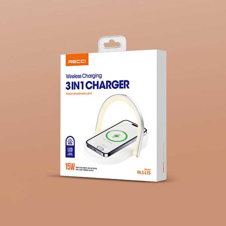 Recci RLS-L15 Wireless Charging 3 in 1 Charger Box Packeging