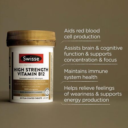 Swisse Ultiboost High Strength Vitamin B12 Tablets 60ct