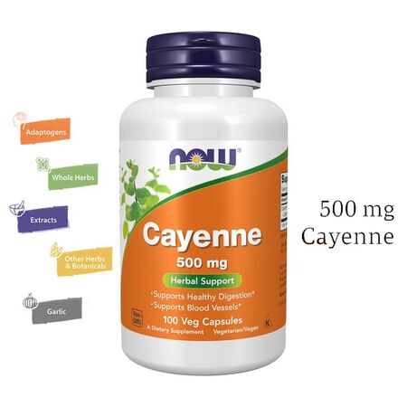 Now Cayenne 500mg 100 Capsules