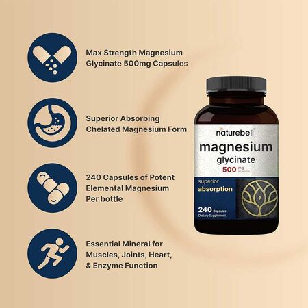 Naturebell Magnesium Glycinate 500mg Capsules
