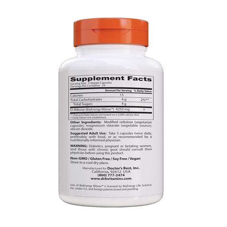 Doctor's Best D-Ribose 120 Capsules