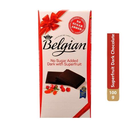 Belgian No Sugar Added Dark with Superfruit  Chocolate 100g