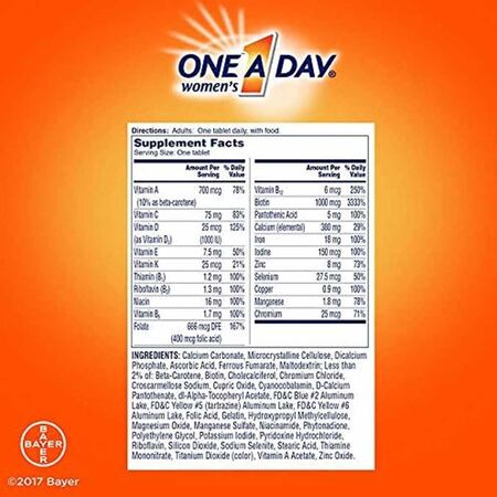 One A Day Women's Complete Multivitamin Nutritional Tablets