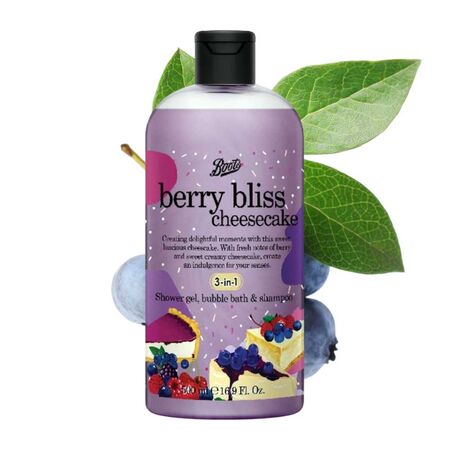 Boots Berry Bliss Cheesecake Shower Gel, Bubble Bath & Shampoo