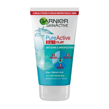 Garnier 3 in 1 Clay Wash, Scrub & Mask 150ml