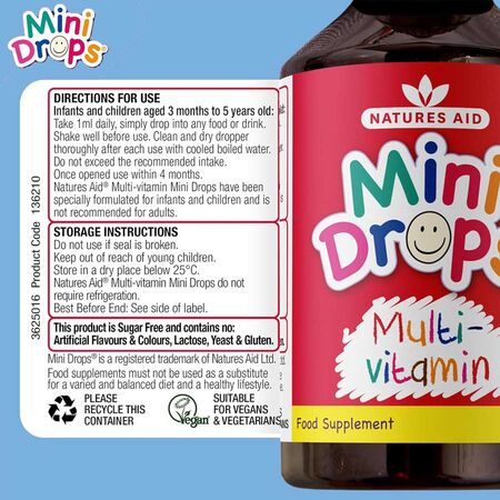 Natures Aid Mini Drops Multi Vitamin Direction of use