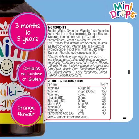 Natures Aid Mini Drops Multi Vitamin for Children Ingredients