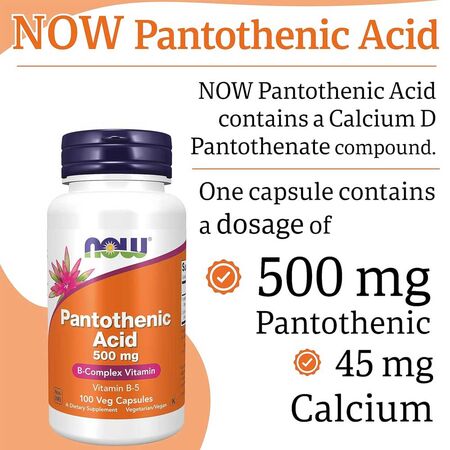 Now Pantothenic Acid 500mg Capsules